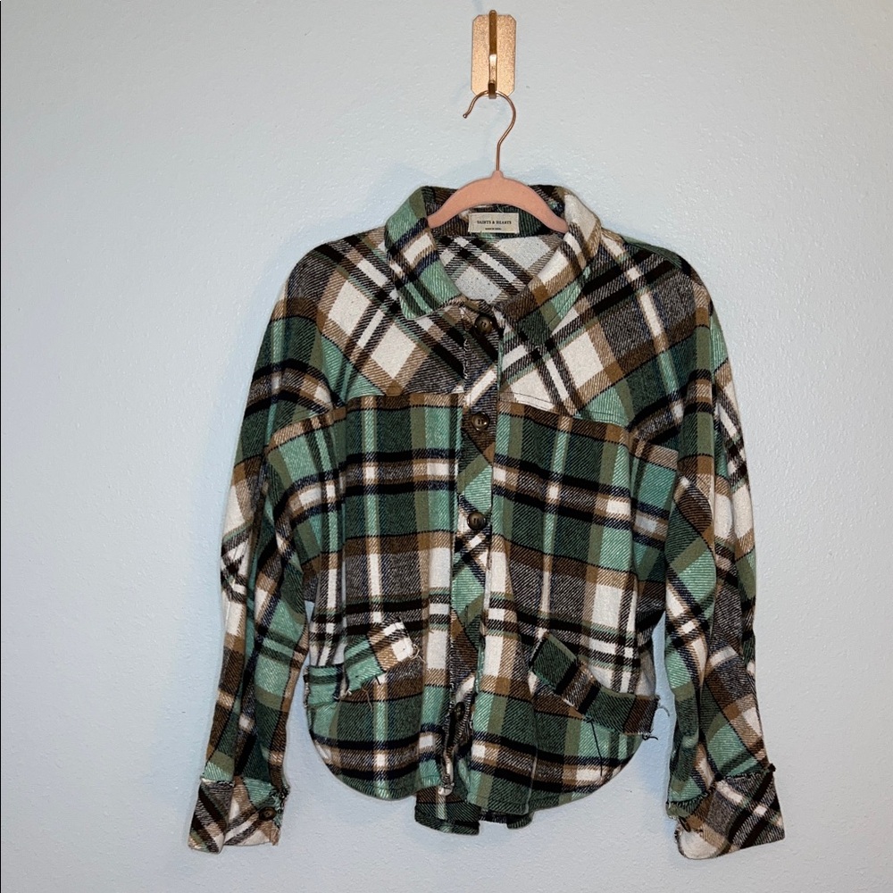 Women’s Plaid Button-Up Shacket 💚🤎